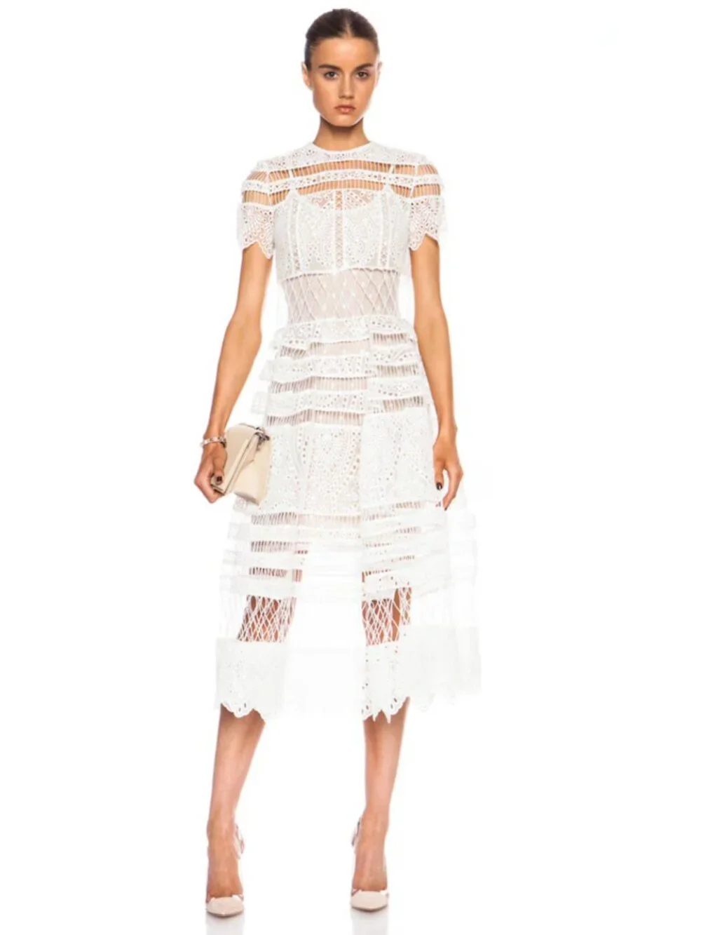 Zimmermann Riot Eyelet Bell Nylon-Blend Dress Size S NEW - Picture 2 of 16